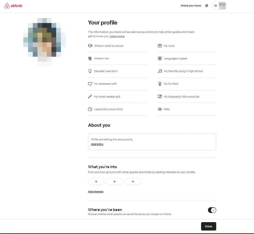 Airbnb profile setup