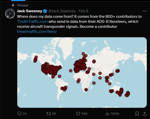 ElonJet flight tracking data