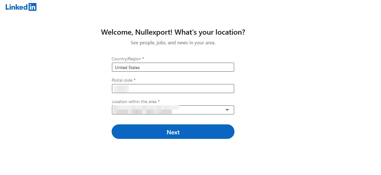 LinkedIn location request